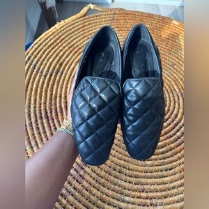 Zara Black Quilted Slip-On Loafers